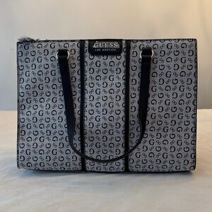 NEW! GUESS Signature Monogram Tote in Black and Gray